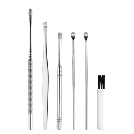Anself 6 Pieces Ear Wax Removal Kit Ear Wax Remover Pickers, Stainless-Steel Earpick, Ear Pick Spoon, Ear Care Cleaning Tools