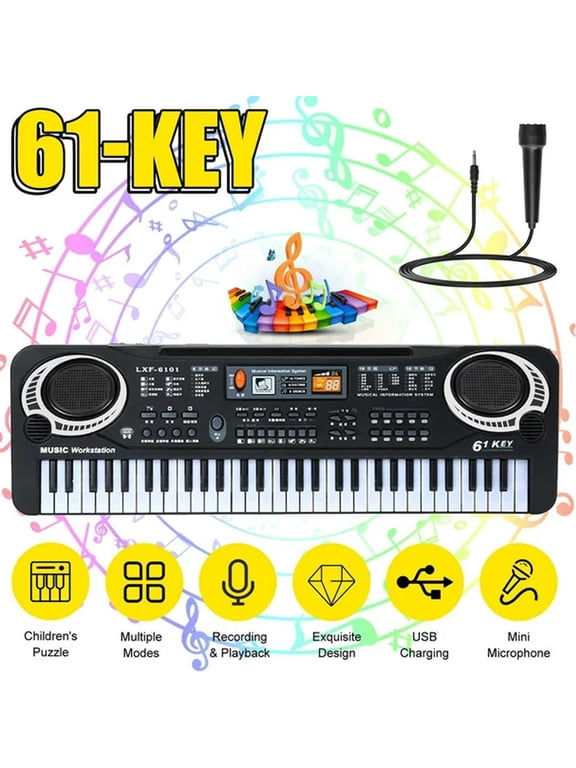 61 Keys Kids Digital Music Electronic Keyboard Electric Piano Beginner Keyboard for Girls & Boys, Ages 4-8, 9-12, 13-19 with Microphone