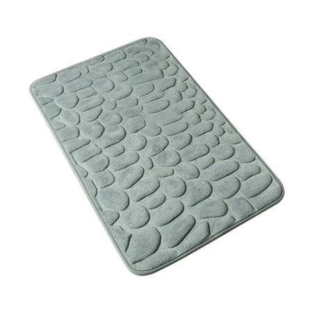 Anself Bath Mat Cobblestone Embossed Soft Memory Foam Pad Floor Rug Non Slip Absorbent Door Mat Chair Mat Machine Washable Bathroom Rug Carpet 16 X 24 Inch