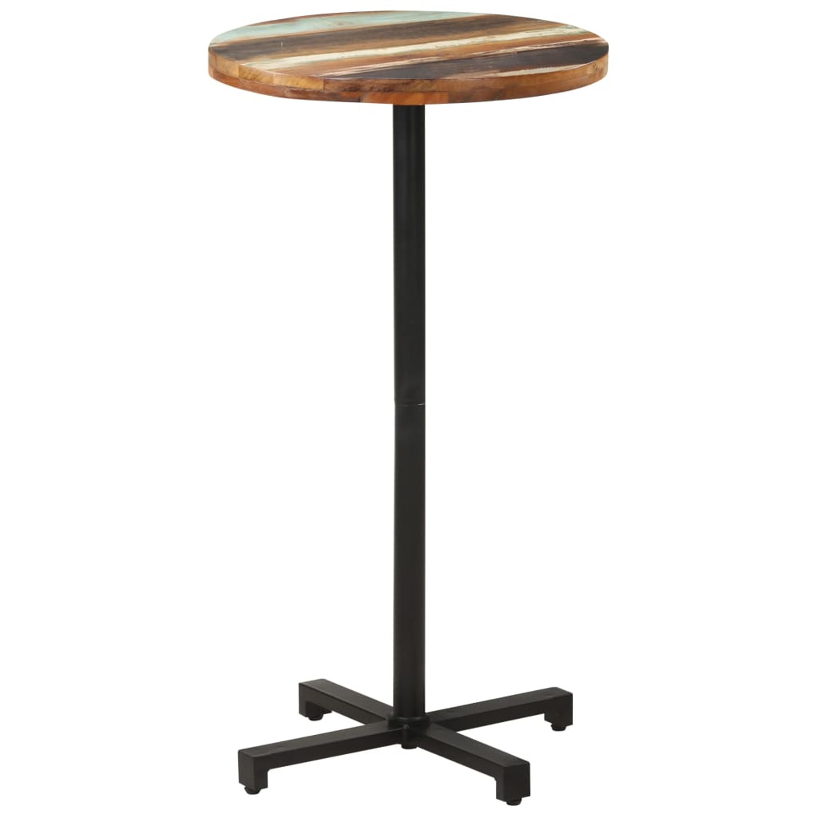 Anself Bistro Table Reclaimed Wood Round Tabletop Bar Table with Iron