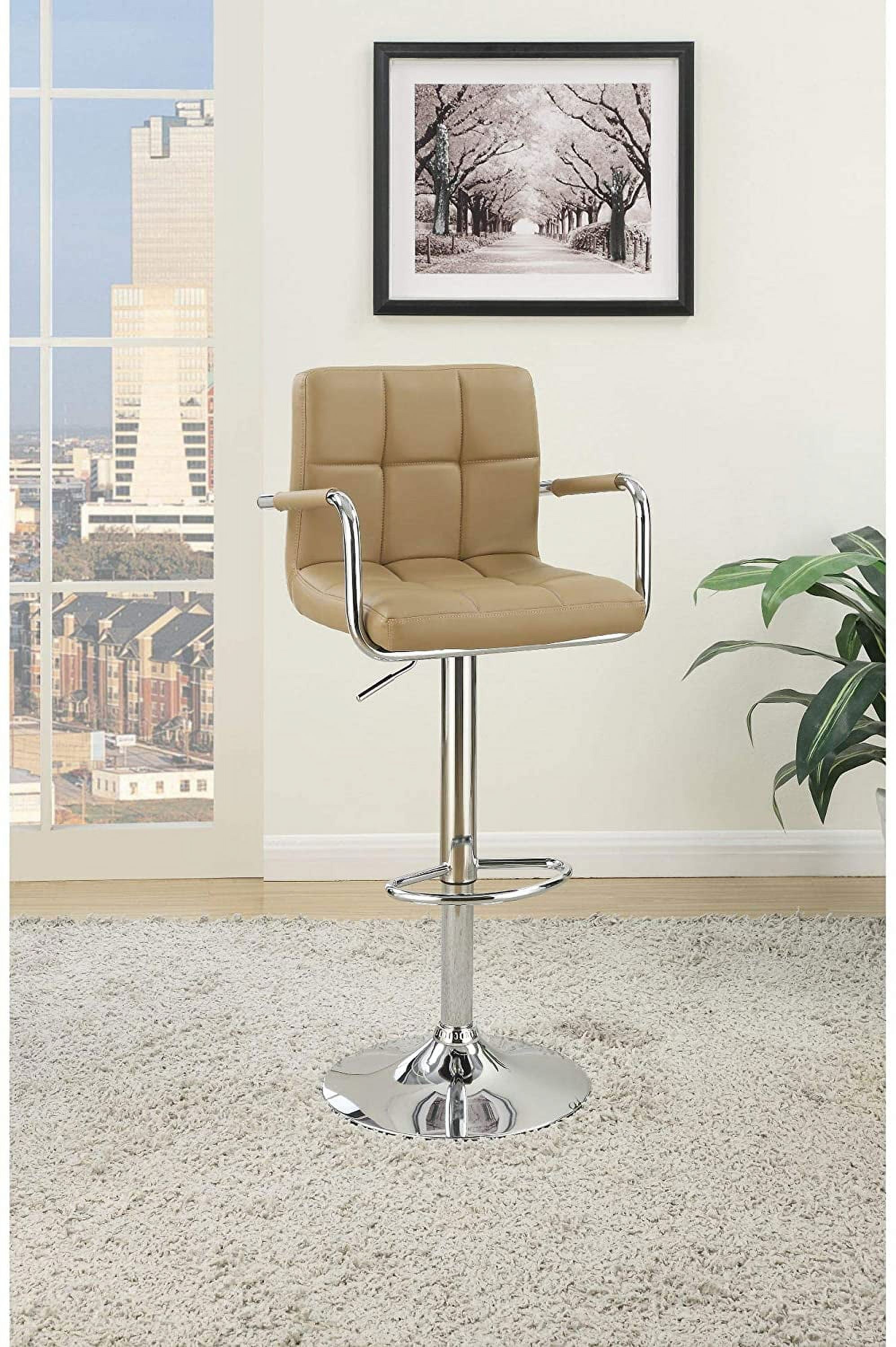 Anself Brown Faux Leather Bar Stool Counter Height Chairs Set of 2