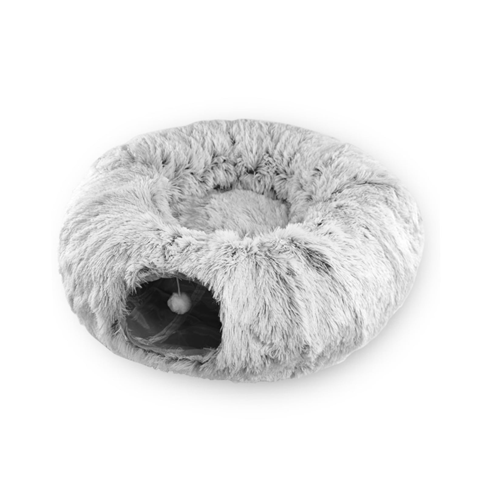 Anself Cat Tunnel with Cat Bed for Indoor Cats, Collapsible Plush Cat Cave Tube with Fluffy Toy Ball, Multifunctional Cat Toys for Small Medium Large Cat, Puppy, Rabbit, Ferret