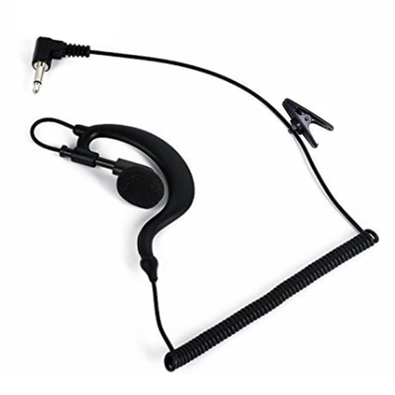 Anself Ear Hook Headset for Walkie Talkie, Single Ear Radio Earpiece with Clip, Coiled Cable Ideal for Communication in Noisy Environments