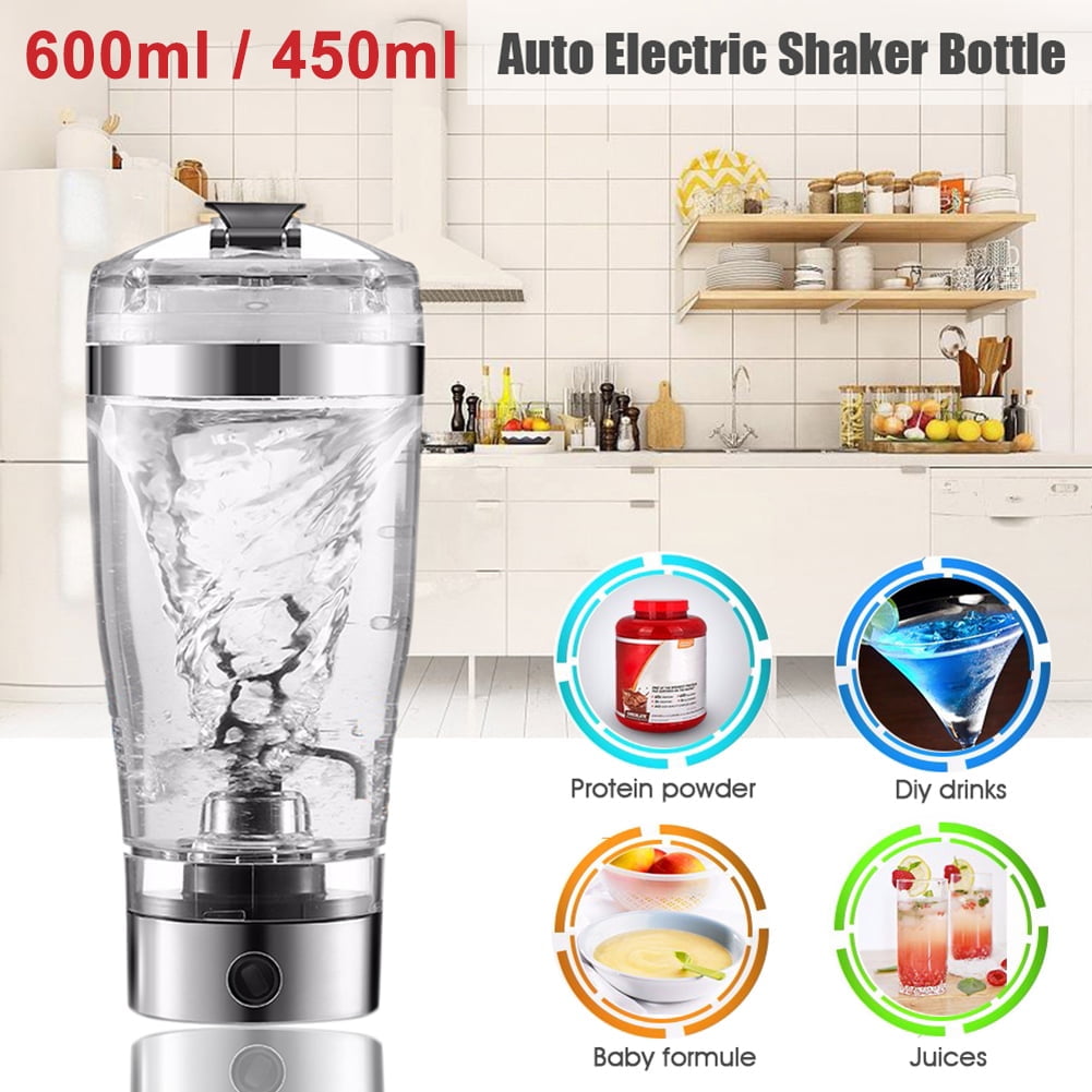 Walmeck 380ml Electric Protein Shaker Bottle Portable Mixer Cup Battery Powered Coffee Shaker Cups Supplement Mixer for Protein Shakes Gym Pre-Workout