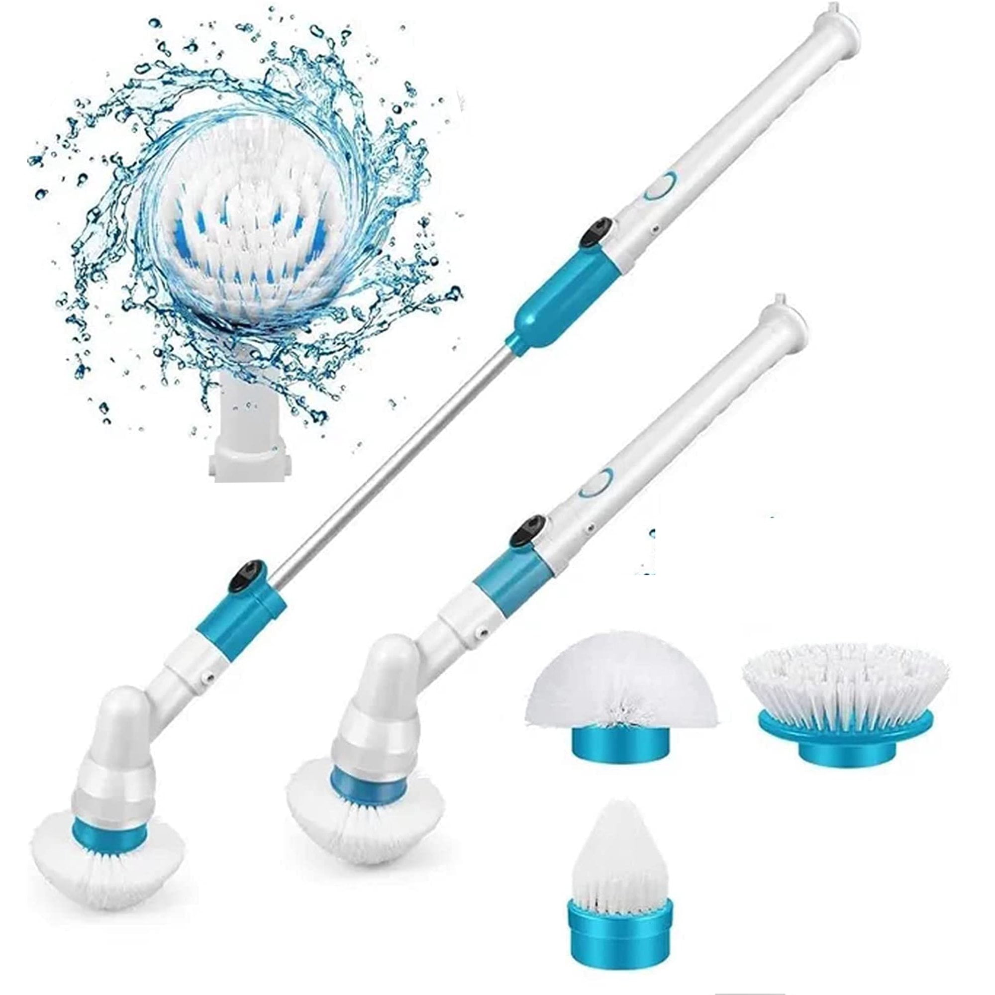 Untimaty Electric Spin Scrubber, Cordless Cleaning Brush with 8 Replaceable Brush Heads, Extension Handle for Tub, Tile, Wall, Bathroom, White