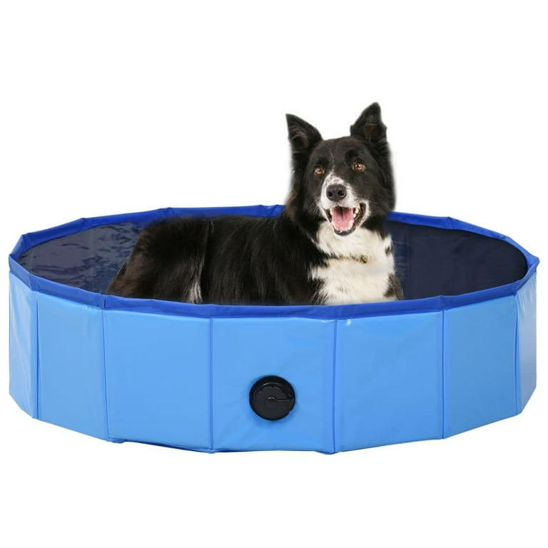 Anself Foldable Dog Bath Swimming Pool PVC Collapsible Bathing Tub Portable Large Small Cat Dog Bathtub for Indoor and Blue 31.5 x 7.9 Inches Diameter x H Walmart
