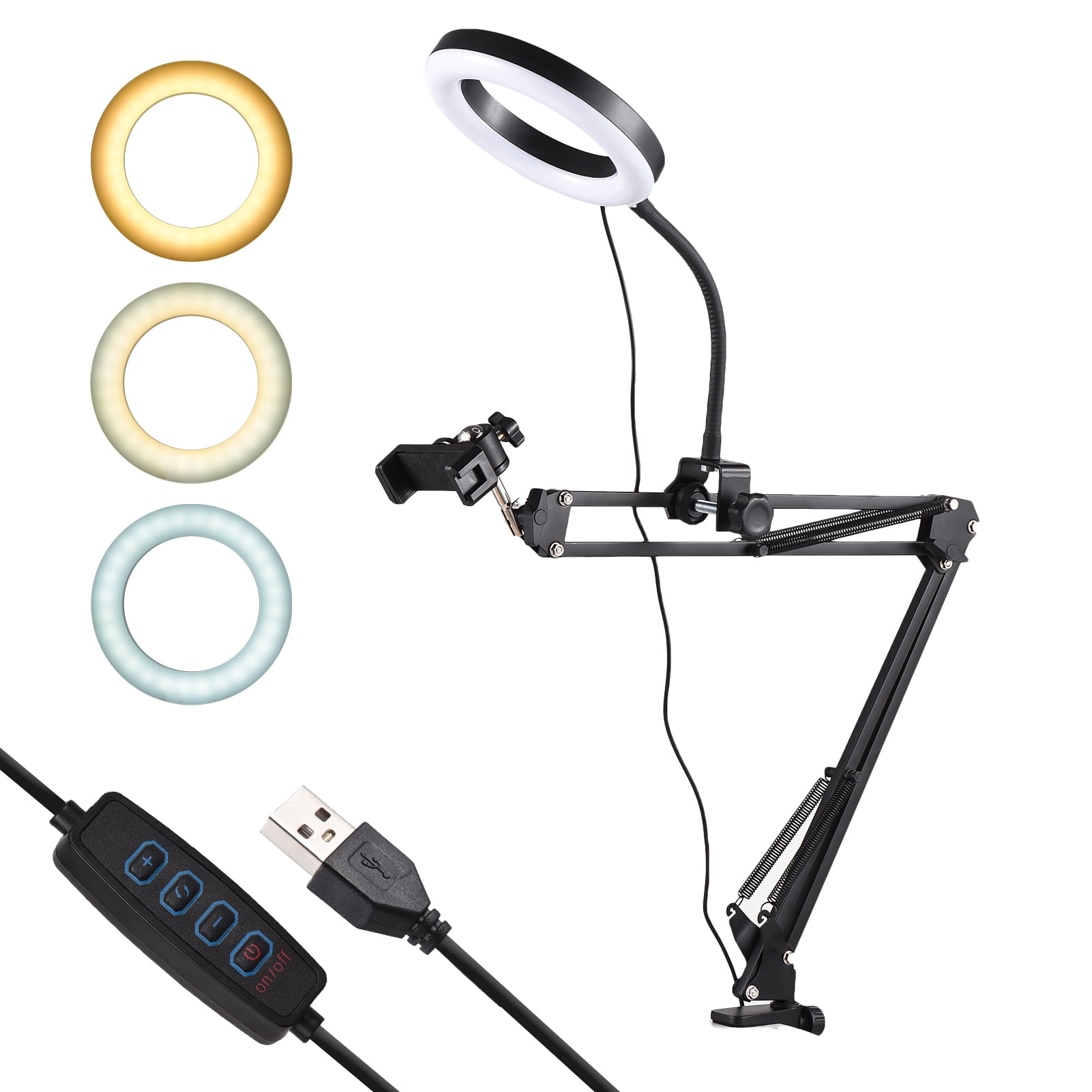 Anself Foldable Overhead Camera Mount with Ring Lamp, for Compact
