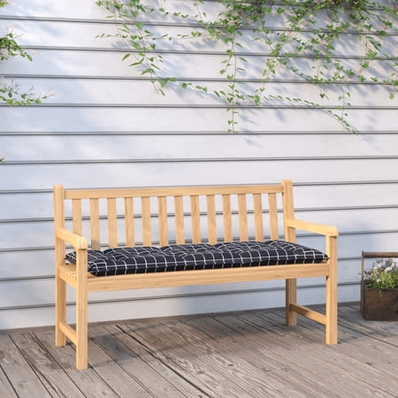 Anself Garden Bench Cushions 2 pcs Black Check Pattern Oxford Fabric
