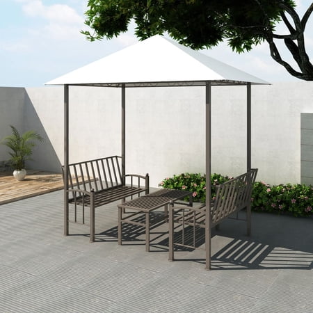 Anself Gazebo Canopy with Table and Benches Set Steel Frame for Patio, BBQ, Party, Camping Trip, Festival Events 8.2ft x 4.9ft x 7.9ft (L x W x H)