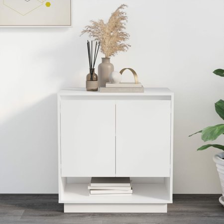 Anself Sideboard with 2 Door Cabinet and Shelf White 27.6in x 16.1in x 29.5in Engineered Wood Storage Cabinet Sofa End Table for Living Room, Bedroom, Home Furniture
