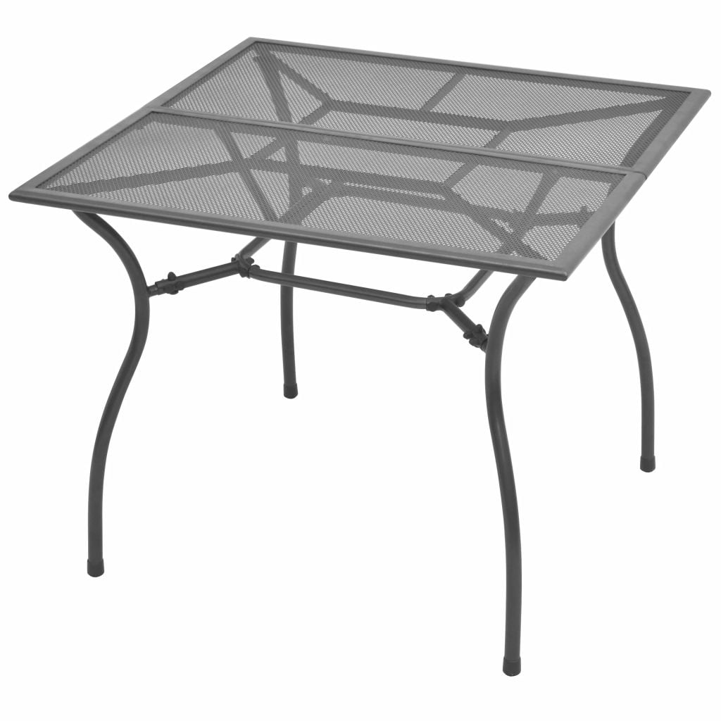 Anself Dining Table PowderCoated Steel Frame Patio Garden Black Table Mesh Design Indoor and