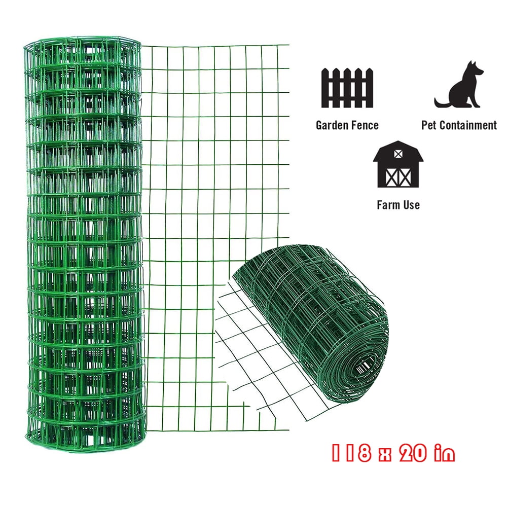 Anself Galvanized Mesh Garden Fence Roll, Vinyl Coated Hardware Cloth for Balcony, Courtyard