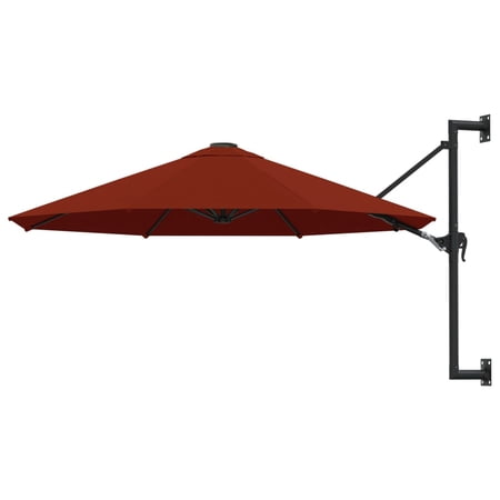 Anself Wall Mounted Parasol with Metal Pole Garden Folding Beach Umbrella Terracotta for Backyard, Terrace, Poolside, Lawn, Camping,  Furniture 118.1 x 51.6 Inches (Diameter x H)