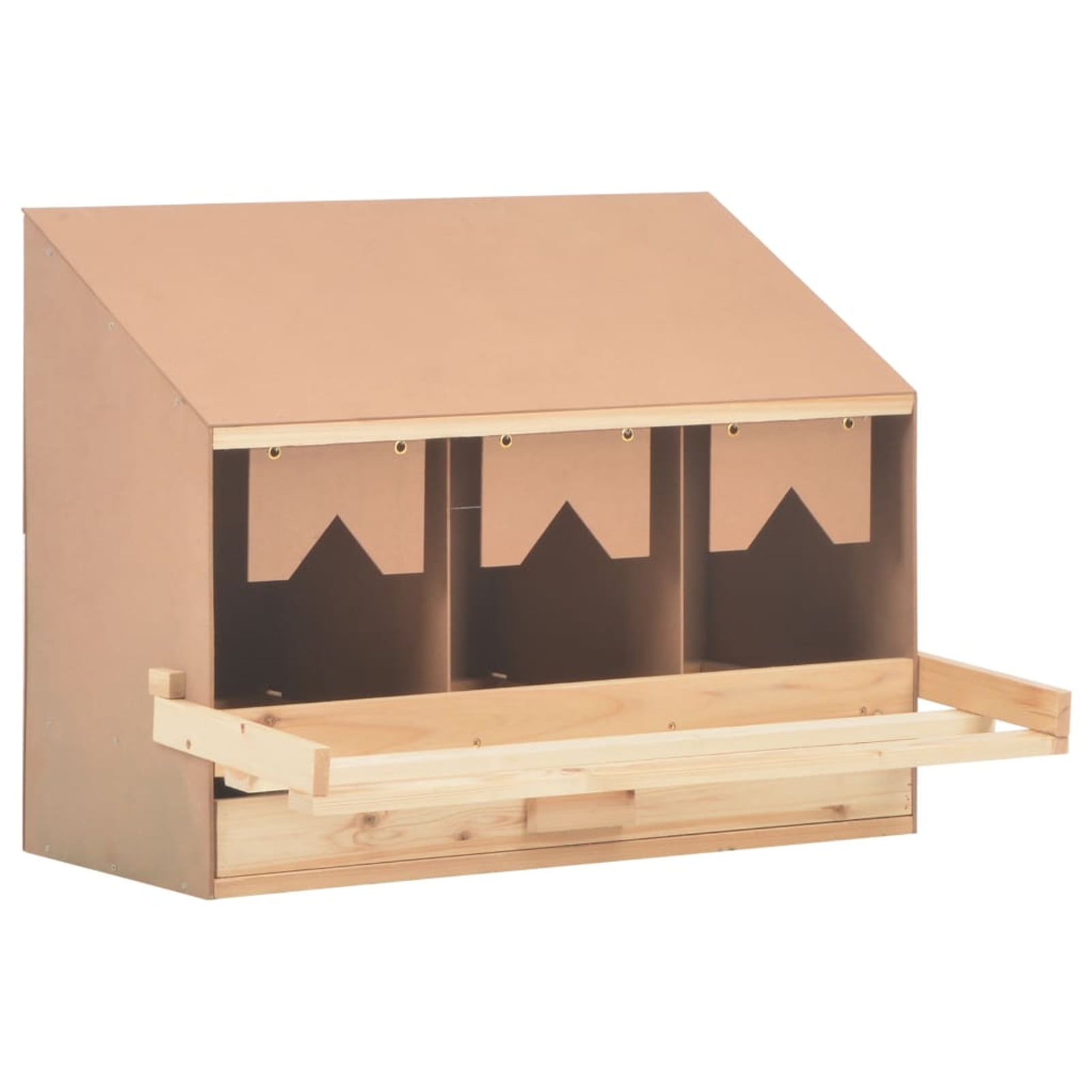 Natural Pine Wood 3-Compartment Chicken Nesting Box