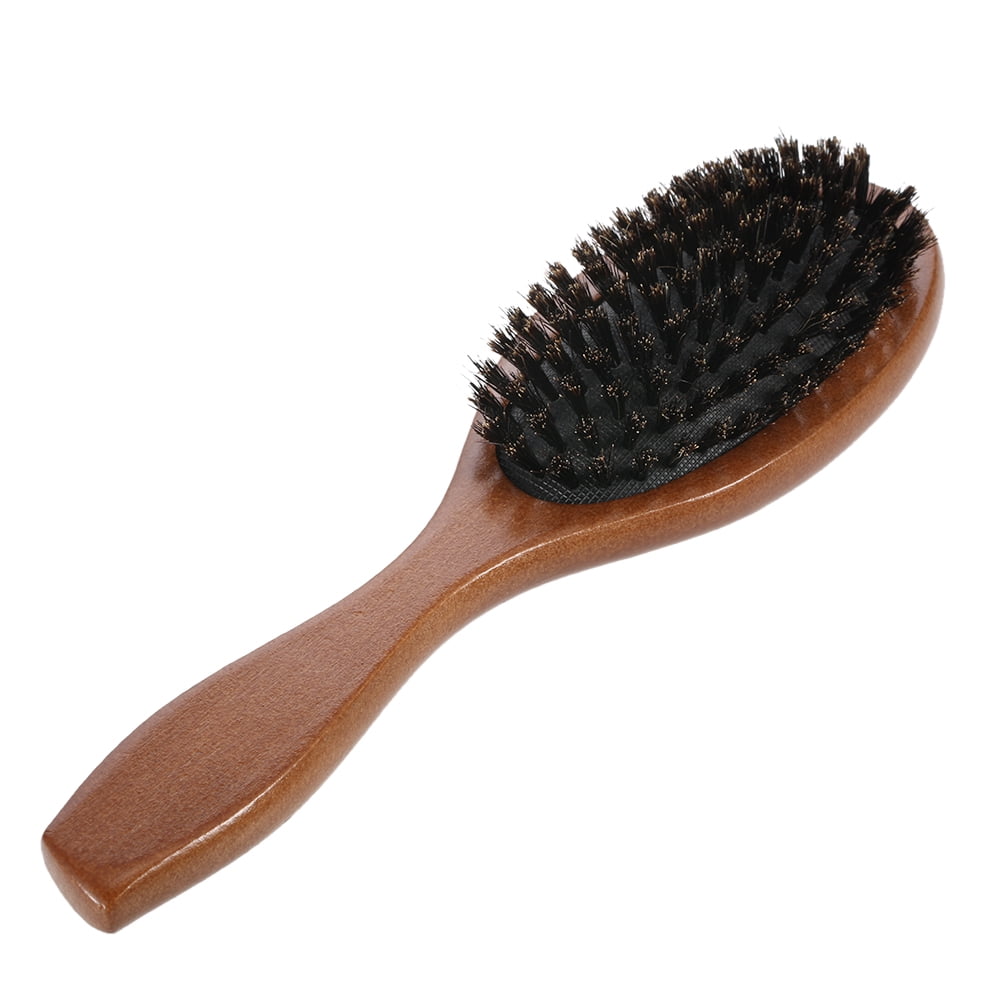 USA Made Natural Color BOAR Hair Brush Wood Handle Stained Beechwood 7.5  Bristle Soft Medium Styling Beard Dixie Cowboy Q05 