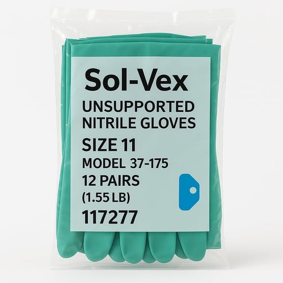 Ansell 117277 11 Sol-Vex-Unsupported Nitrile Line 37-175-11 (12/PR)
