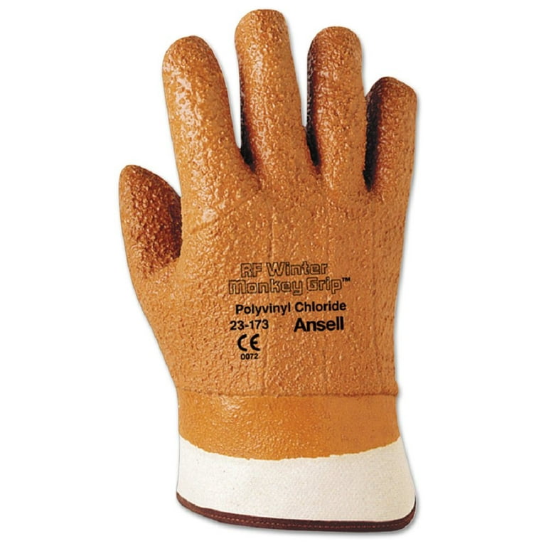Ansell edmont, winter monkey grip, polyvinyl gloves # 23-193, sz 10