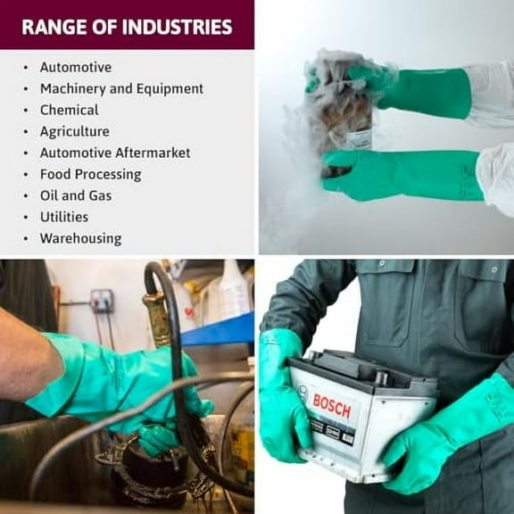 Ansell Alphatec Solvex 37-175 Nitrile Chemical-Resistant Gloves for Cleaning, Agriculture, Food, Mechanics - XXL (11), Green (1 Pair)