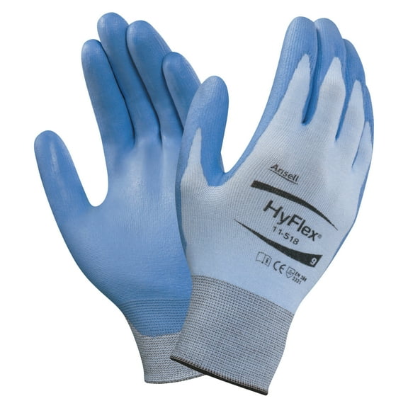 Ansell HyFlex Coated Gloves, 7, Blue/Gray