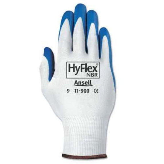 Ansell HyFlex NBR Gloves, 9, Blue/White - 12 PR (012-11-900-9)