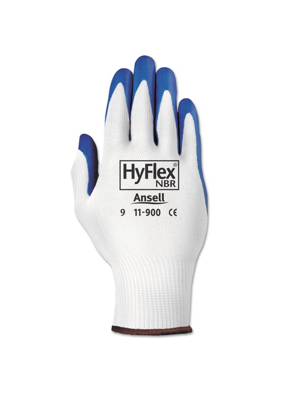 Hyflex Nbr Gloves, 10, White-Blue
