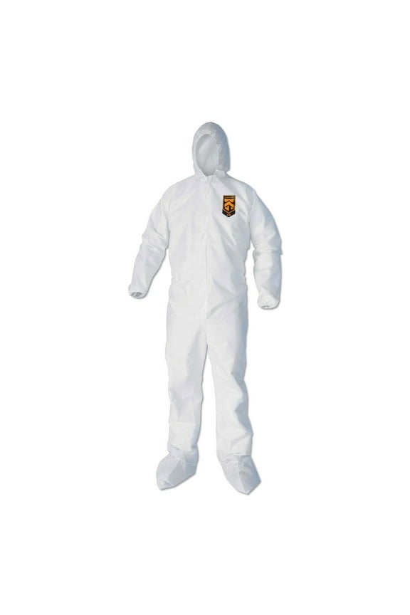 KCC 44335 A40 Elastic-Cuff Ankle Hood And Boot Coveralls - 2X-Large,White (25/Carton)