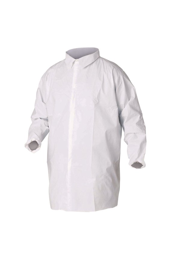 KCC 44446 A40 Liquid and Particle Protection Lab Coats with Elastic Wrists - Triple Extra Large, White (30/Carton)