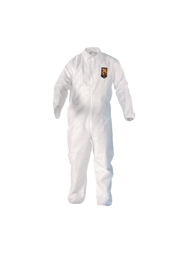 KCC 49106 A20 Zip Front, Elastic-Back, Wrists, and Ankles Breathable Particle Protection Coveralls - Triple Extra Large, White (20/Carton)