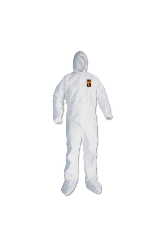 KCC46126 A30 Elastic-Back and Cuff Hooded/Boots Coveralls - Triple Extra Large, White (21/Carton)