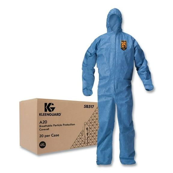 Ansell KCC58517 A20 Breathable Particle Protection Coveralls - 4X-Large, Blue (20/Carton)