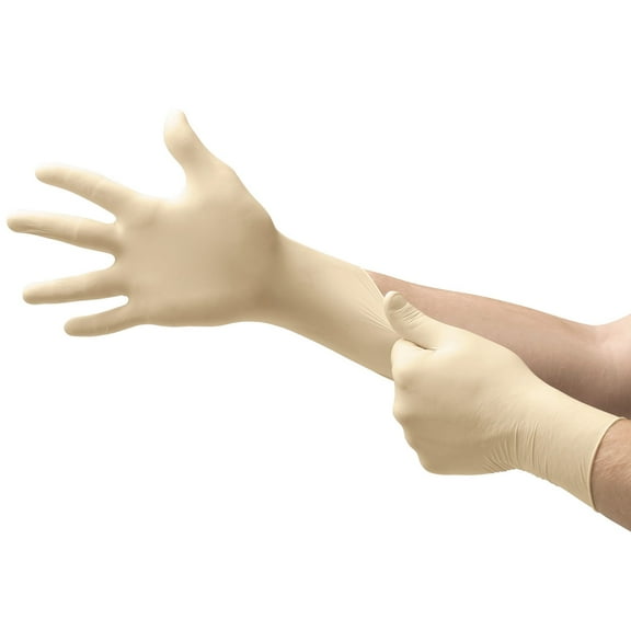 Ansell Microflex Diamond Grip MF-300 Disposable Latex Gloves, 7.9mil, Natural Large, Box of 100