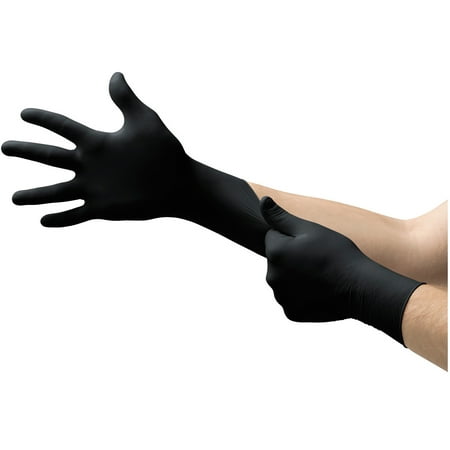 Ansell Microflex MidKnight MK-296 Disposable Nitrile Exam Glove, Black Large, Box of 100
