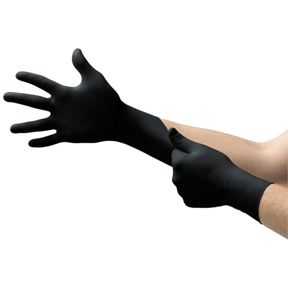 Ansell Microflex MidKnight MK-296 Disposable Nitrile Work Gloves, 5.9mil, Black Small, Box of 100