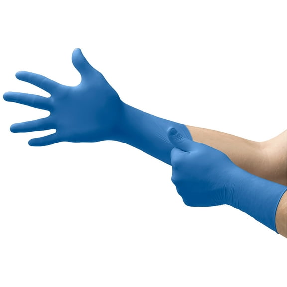Ansell Microflex SafeGrip SG-375 Disposable Latex Gloves, 14.2mil, Blue Medium, Case of 500