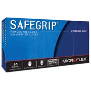 Ansell Microflex SafeGrip SG-375 Disposable Latex Gloves, 14.2mil, Blue XL, Box of 50