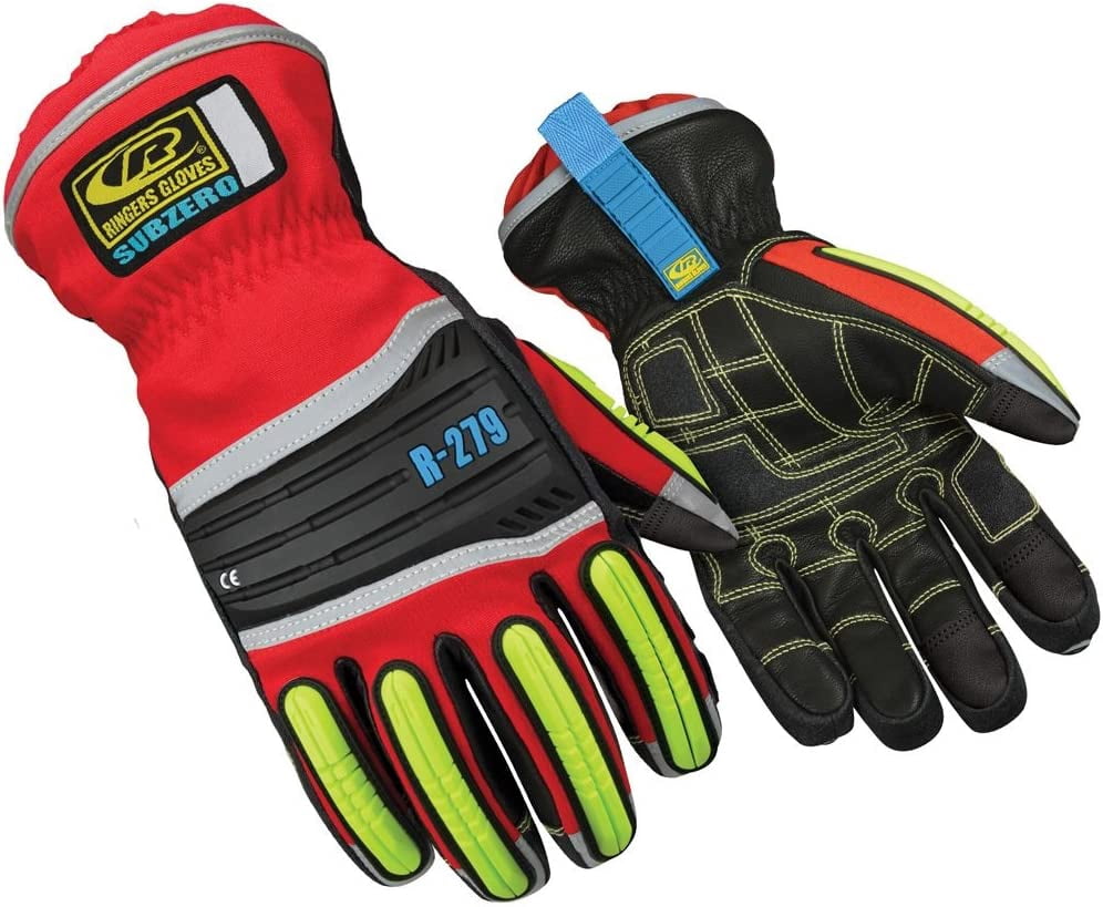 Ansell RINGERS R-267G Oil-Resistant Impact Gloves - ANSI Level 2, Size 11, Yellow/Red (1 Pair)