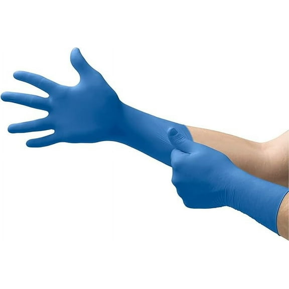 Ansell SG-375-S Exam Gloves, PF Latex, Textured, Extended Cuff, Blue, Small (Box of 50)