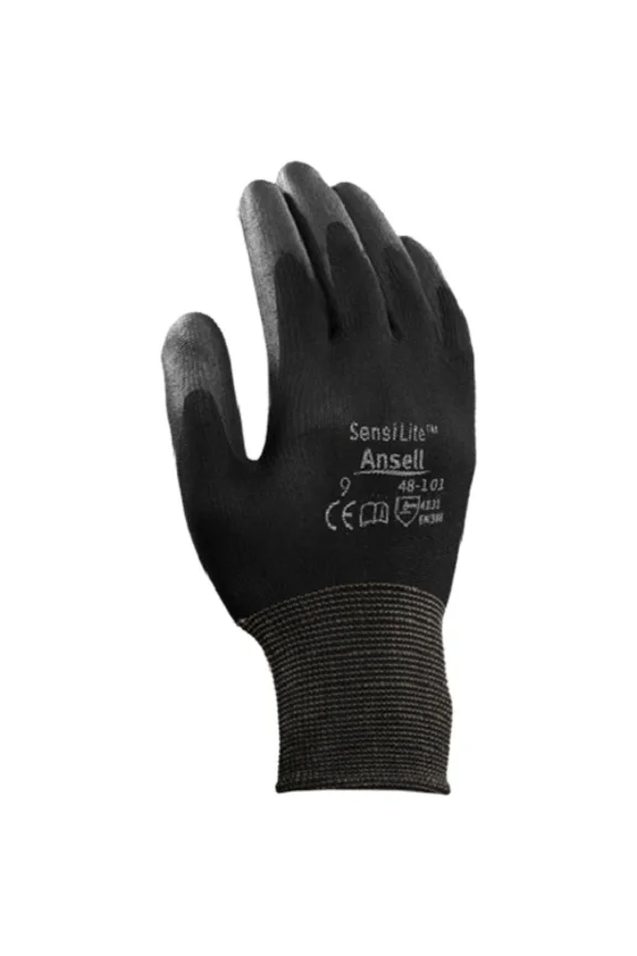 Ansell Sensilite Polyurethane Palm Coated Gloves 48-101 Size 8, 3 Pairs