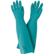 Ansell Size M 8, 18" Long, 22 mil Thick, Nitrile Chemical Resistant Gloves Textured Finish, Straight Cuff, ANSI Abrasion Level 5, ANSI Cut Level 0, Green, FDA Approved