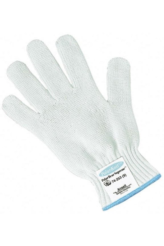 Size M (8), ANSI Cut Lvl 5, Abrasion Lvl 3, Stainless Steel Cut Resistant Gloves Stainless Steel/Synthetic Fiber Lining, Knit Wrist, White, Ambidextrous