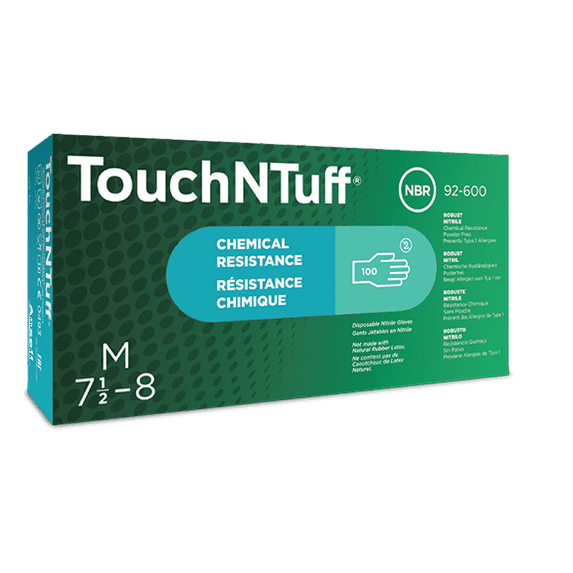 Ansell 92-600 TouchNTuff Disposable Powder-Free Nitrile Gloves - Size 9 - L - Box of 100