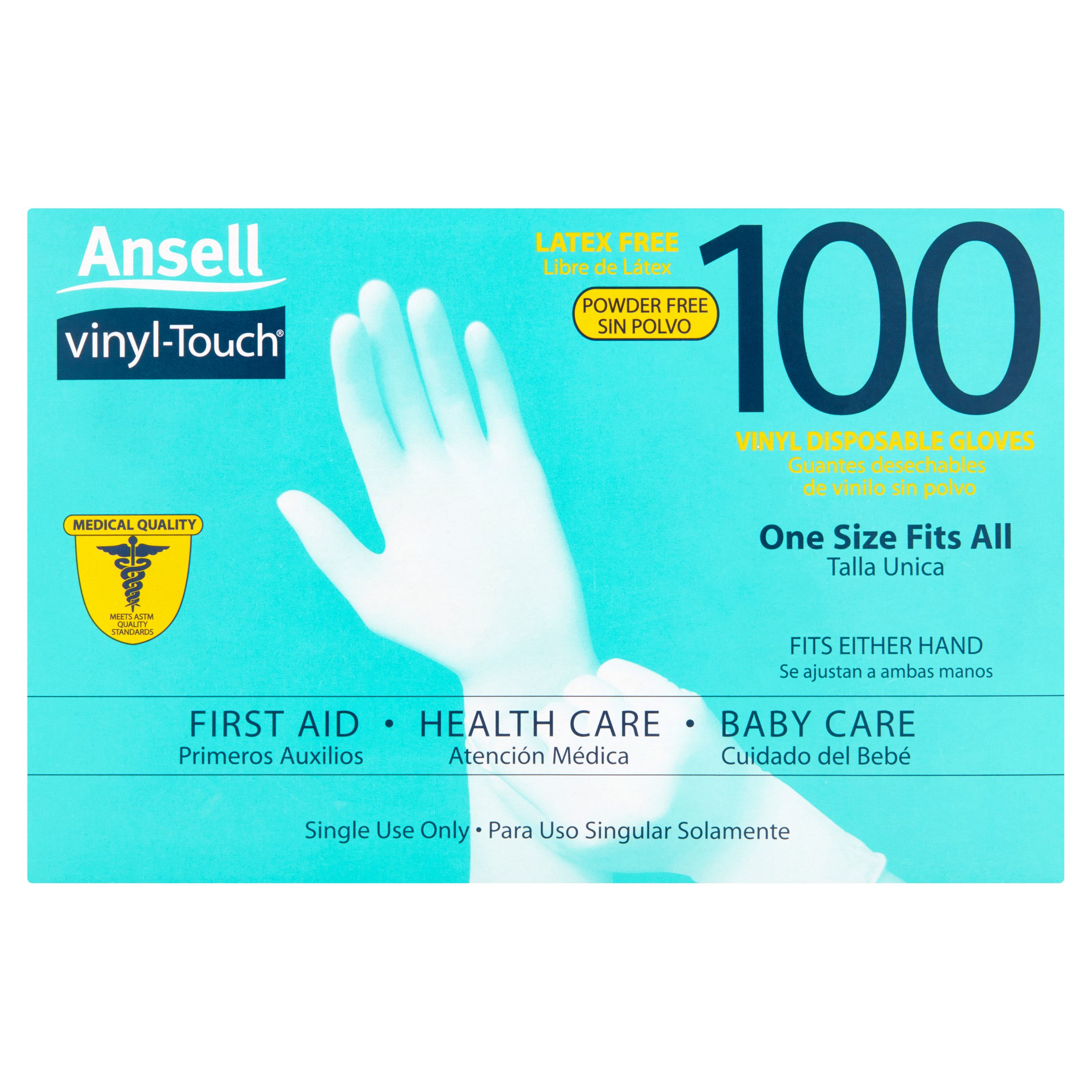 Ansell Vinyl Touch Gloves – Multi-Purpose, Disposable, Latex-Free, One Size Fits All! 100ct Gloves - image 1 of 4