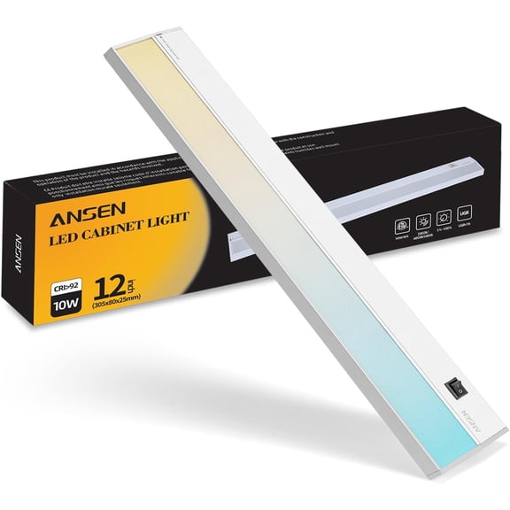 Ansen 12inch 10w 666.7lm Hardwired Under Cabinet Lights, 5CCT 2700K-5000K, CRI 92+, R9 90+, UGR Lower Than 16, LED Dimmable Counter Lighting for Kitchen