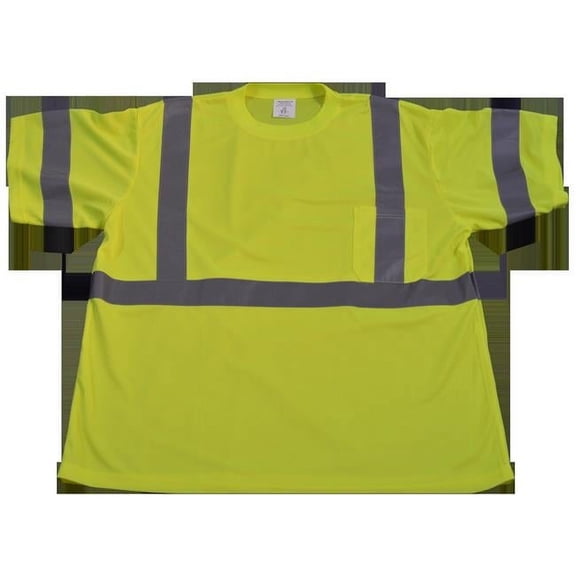 Ansi Class 2 Lime Jersey Knit Pocket Short Sleeve T-Shirt, Lime - Small