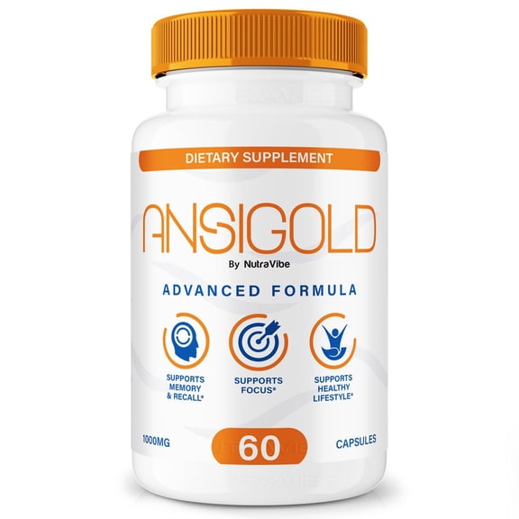 Ansigold Daily Formula with a Natural Blend to Help Maintain Focus, Memory & Concentration | Clean, Gentle, Easy-to-Swallow Capsules for Everyday Sharpness (60 Capsules)