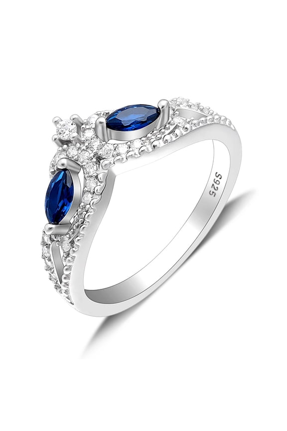 Ansley Anniversary Ring Sterling Silver Blue Cubic Zirconia Ginger Lyne Collection