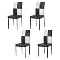 thumbnail image 1 of Ansley&HosHo Set of 4 Dining Table Chair Set Kitchen Chairs Dining Room Side Chairs 4 PU Leather Ergonomic Backrest Design Horizontal Line Square Black White, 1 of 7