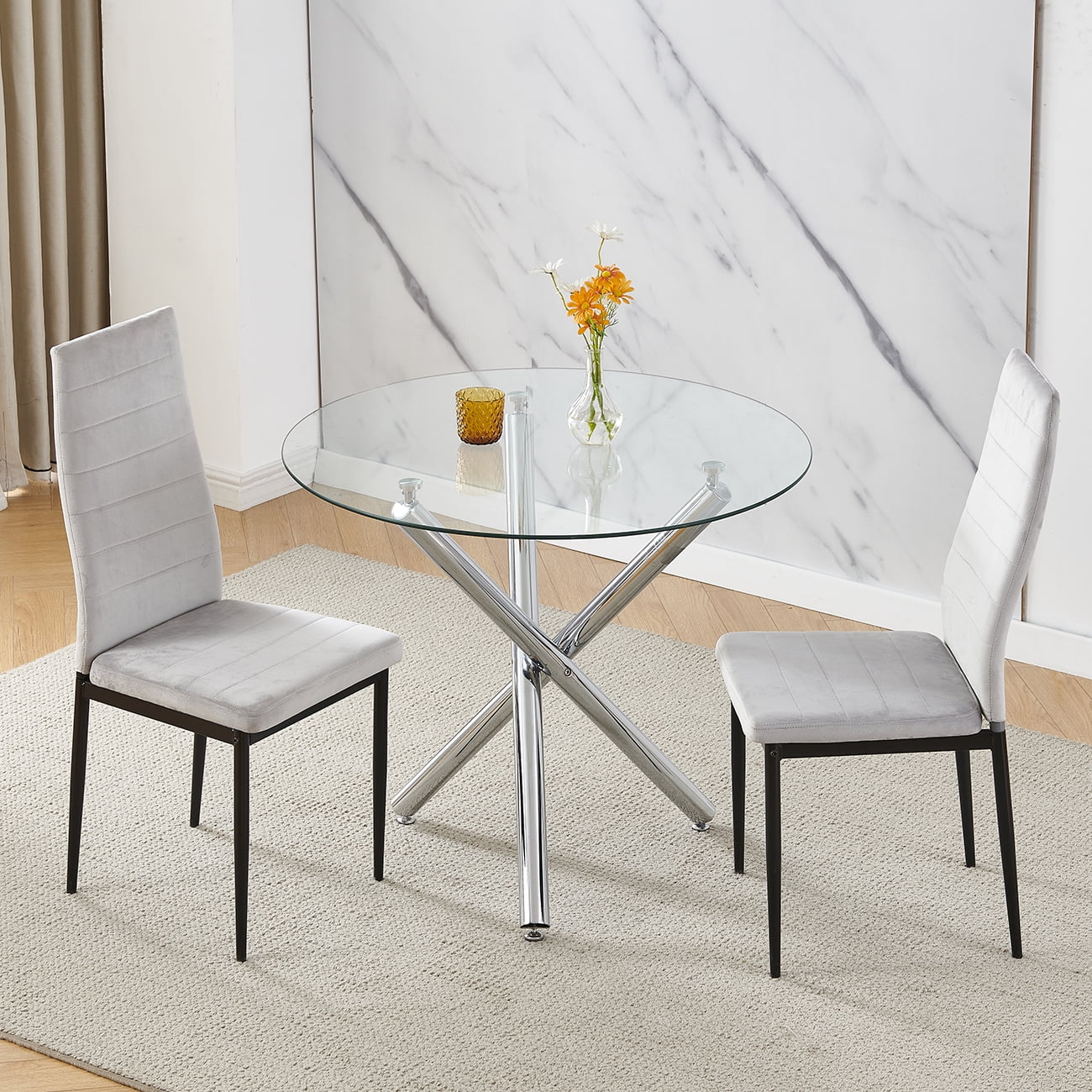 Ansley&HosHo Set of 3 Dining Table Chair Set Kitchen Chairs Dining Room