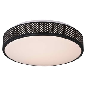 Anson 13.5-in W Integrated LED Black Mesh Flush Mount Ceiling Light Fixture White Shade
