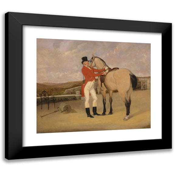 Anson Ambrose Martin 14x12 Black Modern Framed Museum Art Print Titled - James Taylor Wray of the Bedale Hunt with His Dun Hunter